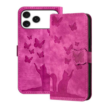 Butterfly Cat Embossing Flip Leather Phone Case, For iPhone 18 Pro / 17 Pro, For iPhone 18 Pro Max / 17 Pro Max, For iPhone 17, For iPhone 17 Air