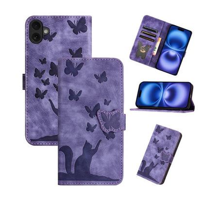 Butterfly Cat Embossing Flip Leather Phone Case, For iPhone 18 Pro / 17 Pro, For iPhone 18 Pro Max / 17 Pro Max, For iPhone 17, For iPhone 17 Air