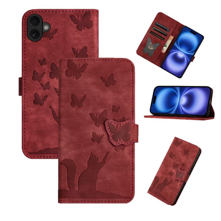Butterfly Cat Embossing Flip Leather Phone Case, For iPhone 18 Pro / 17 Pro, For iPhone 18 Pro Max / 17 Pro Max, For iPhone 17, For iPhone 17 Air