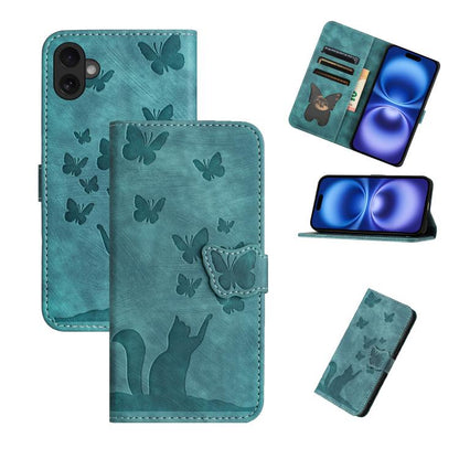 Butterfly Cat Embossing Flip Leather Phone Case, For iPhone 18 Pro / 17 Pro, For iPhone 18 Pro Max / 17 Pro Max, For iPhone 17, For iPhone 17 Air