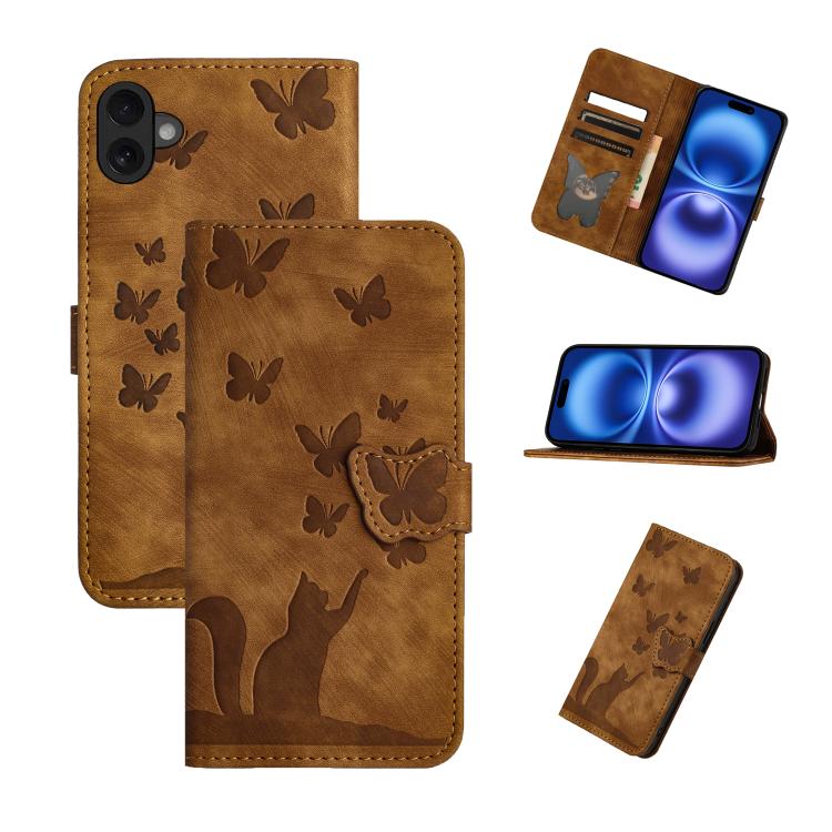 Butterfly Cat Embossing Flip Leather Phone Case, For iPhone 18 Pro / 17 Pro, For iPhone 18 Pro Max / 17 Pro Max, For iPhone 17, For iPhone 17 Air