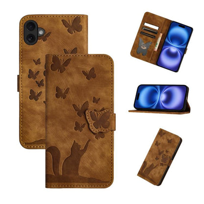 Butterfly Cat Embossing Flip Leather Phone Case, For iPhone 18 Pro / 17 Pro, For iPhone 18 Pro Max / 17 Pro Max, For iPhone 17, For iPhone 17 Air