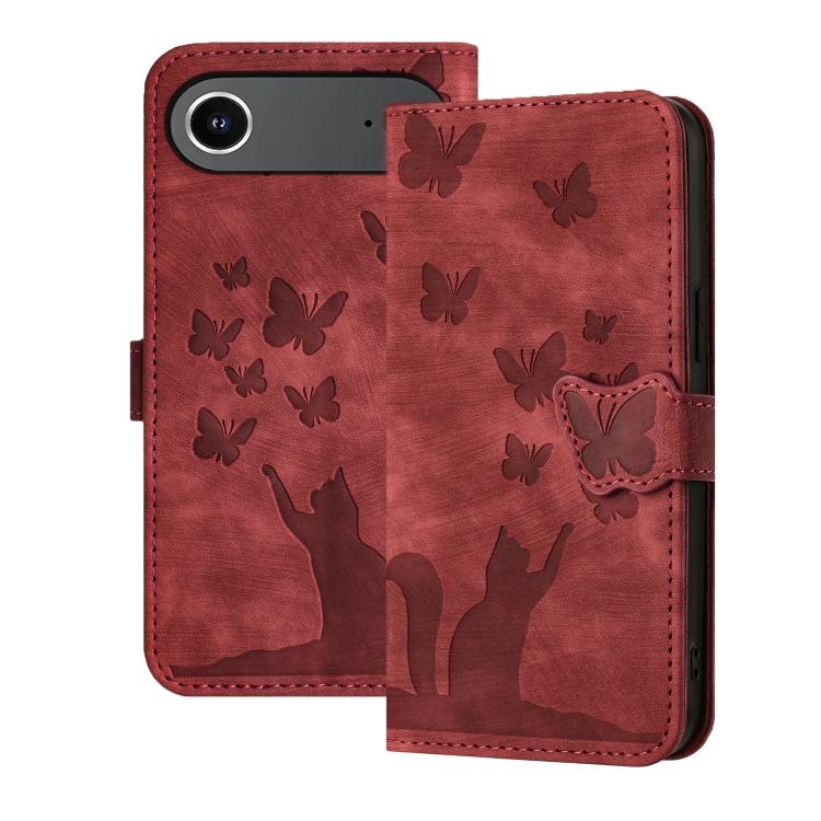 Butterfly Cat Embossing Flip Leather Phone Case, For iPhone 18 Pro / 17 Pro, For iPhone 18 Pro Max / 17 Pro Max, For iPhone 17, For iPhone 17 Air