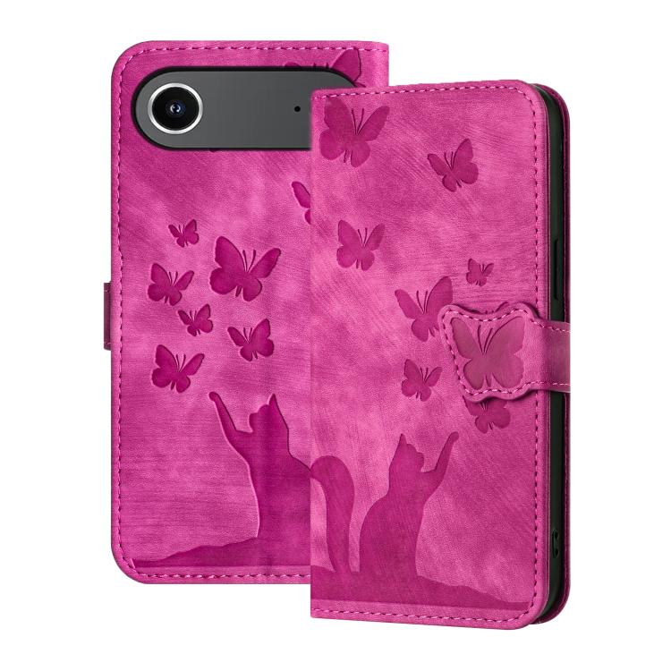 Butterfly Cat Embossing Flip Leather Phone Case, For iPhone 18 Pro / 17 Pro, For iPhone 18 Pro Max / 17 Pro Max, For iPhone 17, For iPhone 17 Air
