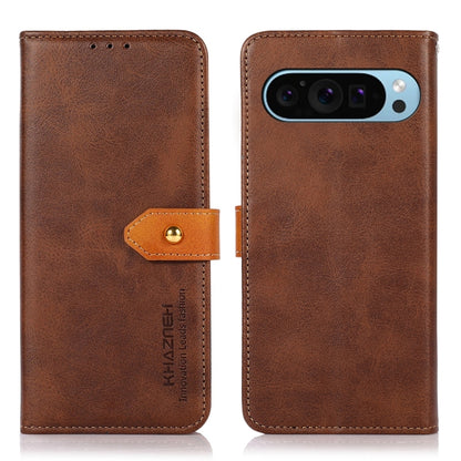 KHAZNEH Dual-color Cowhide Texture Flip Leather Phone Case