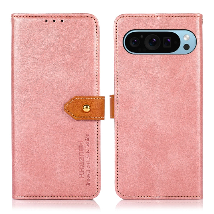KHAZNEH Dual-color Cowhide Texture Flip Leather Phone Case