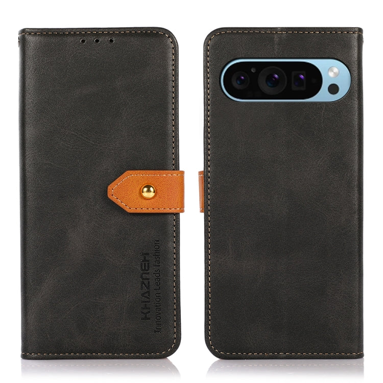 KHAZNEH Dual-color Cowhide Texture Flip Leather Phone Case