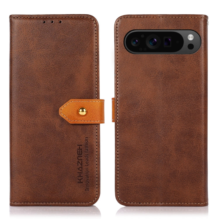 KHAZNEH Dual-color Cowhide Texture Flip Leather Phone Case