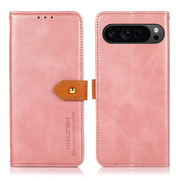 KHAZNEH Dual-color Cowhide Texture Flip Leather Phone Case