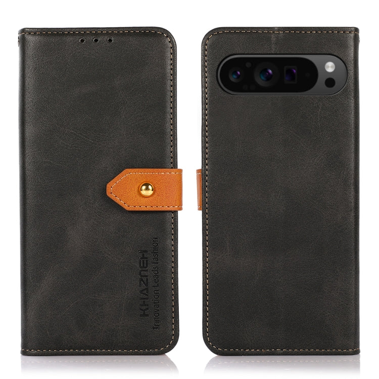 KHAZNEH Dual-color Cowhide Texture Flip Leather Phone Case