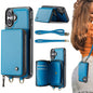 JEEHOOD C22 Series Zipper Wallet Leather Phone Case with Dual Lanyard, For iPhone 16 Pro, For iPhone 16 Plus, For iPhone 16, For iPhone 15 Pro Max