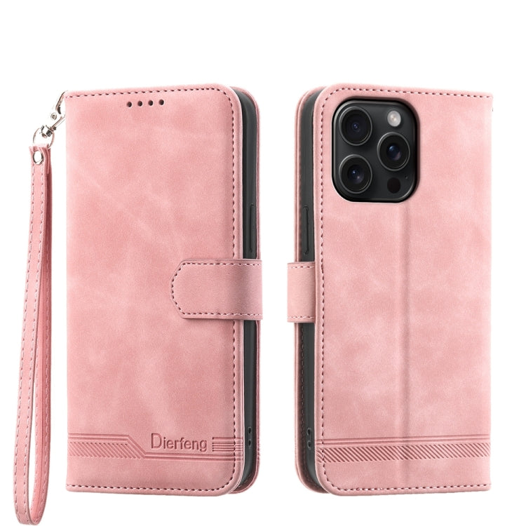 Dierfeng Dream Line TPU Hybrid PU Leather Phone Case, For iPhone 16, For iPhone 15 Pro Max, For iPhone 15 Pro, For iPhone 15 Plus