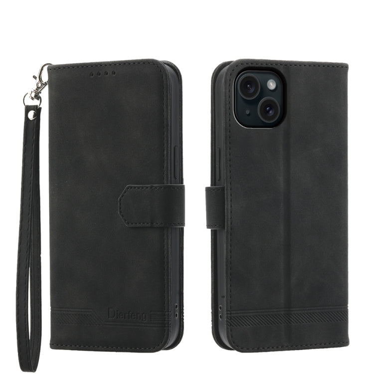 Dierfeng Dream Line TPU Hybrid PU Leather Phone Case, For iPhone 16, For iPhone 15 Pro Max, For iPhone 15 Pro, For iPhone 15 Plus