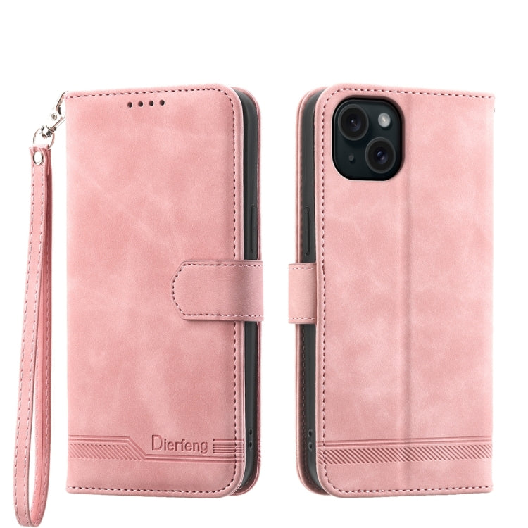Dierfeng Dream Line TPU Hybrid PU Leather Phone Case, For iPhone 16, For iPhone 15 Pro Max, For iPhone 15 Pro, For iPhone 15 Plus