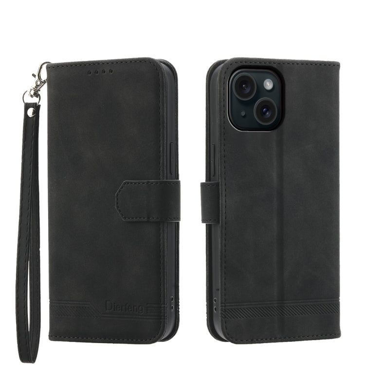 Dierfeng Dream Line TPU Hybrid PU Leather Phone Case, For iPhone 15