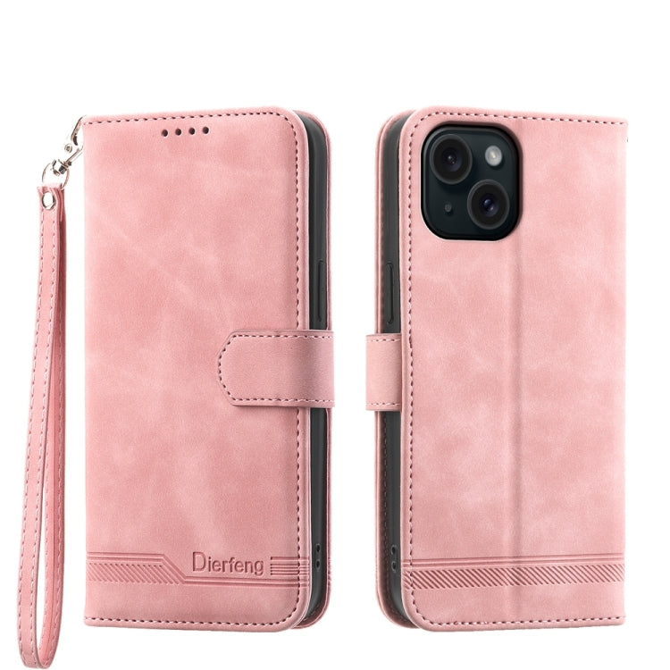 Dierfeng Dream Line TPU Hybrid PU Leather Phone Case, For iPhone 15
