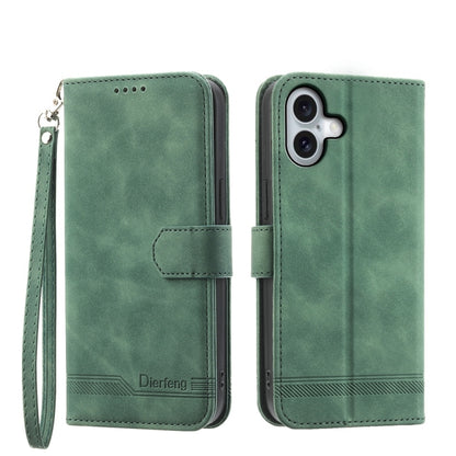 Dierfeng Dream Line TPU Hybrid PU Leather Phone Case, For iPhone 16e, For iPhone 16 Pro Max, For iPhone 16 Pro, For iPhone 16 Plus