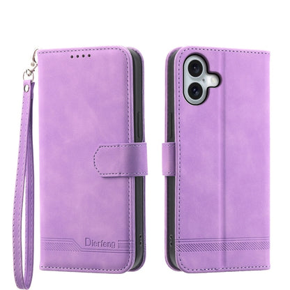 Dierfeng Dream Line TPU Hybrid PU Leather Phone Case, For iPhone 16e, For iPhone 16 Pro Max, For iPhone 16 Pro, For iPhone 16 Plus