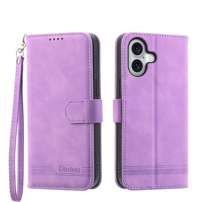 Dierfeng Dream Line TPU Hybrid PU Leather Phone Case, For iPhone 16, For iPhone 15 Pro Max, For iPhone 15 Pro, For iPhone 15 Plus