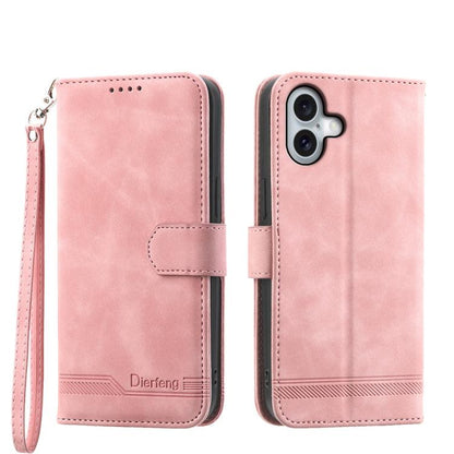 Dierfeng Dream Line TPU Hybrid PU Leather Phone Case, For iPhone 17 Pro Max, For iPhone 17 Pro, For iPhone 17, For iPhone Air