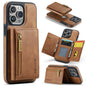DG.MING M5 Series Zip RFID Multi Card Detachable Leather Phone Case, For iPhone 16, For iPhone 14 Pro Max, For iPhone 15 Pro Max, For iPhone 15 Pro
