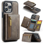DG.MING M5 Series Zip RFID Multi Card Detachable Leather Phone Case, For iPhone 16, For iPhone 14 Pro Max, For iPhone 15 Pro Max, For iPhone 15 Pro