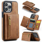 DG.MING M5 Series Zip RFID Multi Card Detachable Leather Phone Case, For iPhone 16, For iPhone 14 Pro Max, For iPhone 15 Pro Max, For iPhone 15 Pro