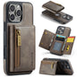 DG.MING M5 Series Zip RFID Multi Card Detachable Leather Phone Case, For iPhone Air, For iPhone 16 Pro Max, For iPhone 16 Pro, For iPhone 16 Plus