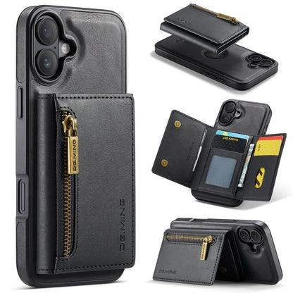 DG.MING M5 Series Zip RFID Multi Card Detachable Leather Phone Case, For iPhone Air, For iPhone 16 Pro Max, For iPhone 16 Pro, For iPhone 16 Plus