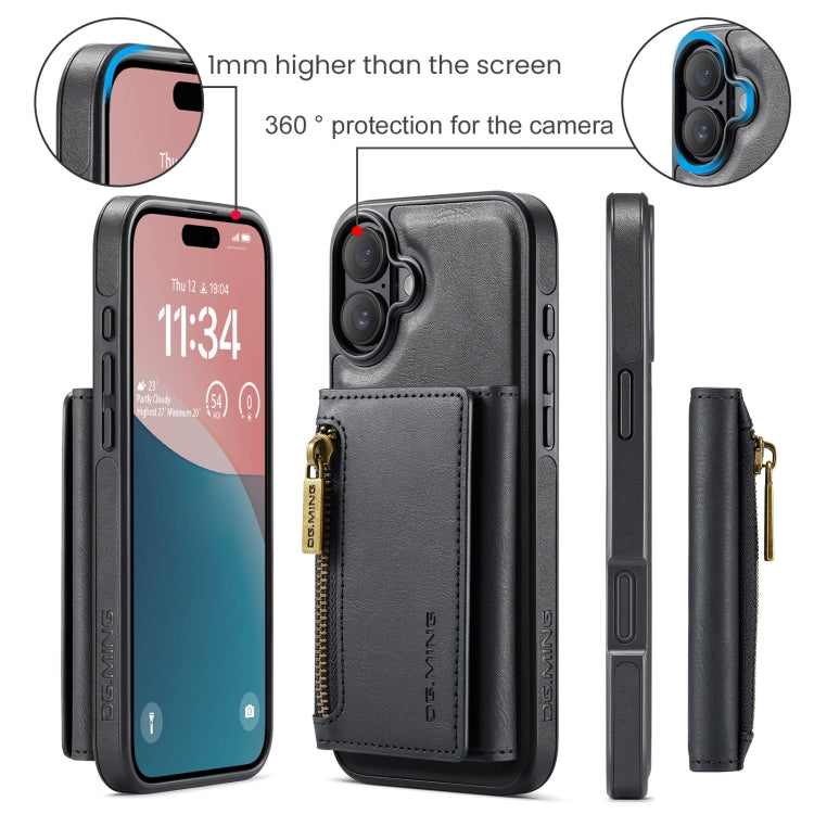 DG.MING M5 Series Zip RFID Multi Card Detachable Leather Phone Case, For iPhone 16, For iPhone 14 Pro Max, For iPhone 15 Pro Max, For iPhone 15 Pro
