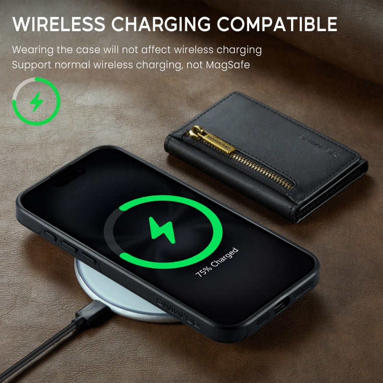DG.MING M5 Series Zip RFID Multi Card Detachable Leather Phone Case, For iPhone 16, For iPhone 14 Pro Max, For iPhone 15 Pro Max, For iPhone 15 Pro