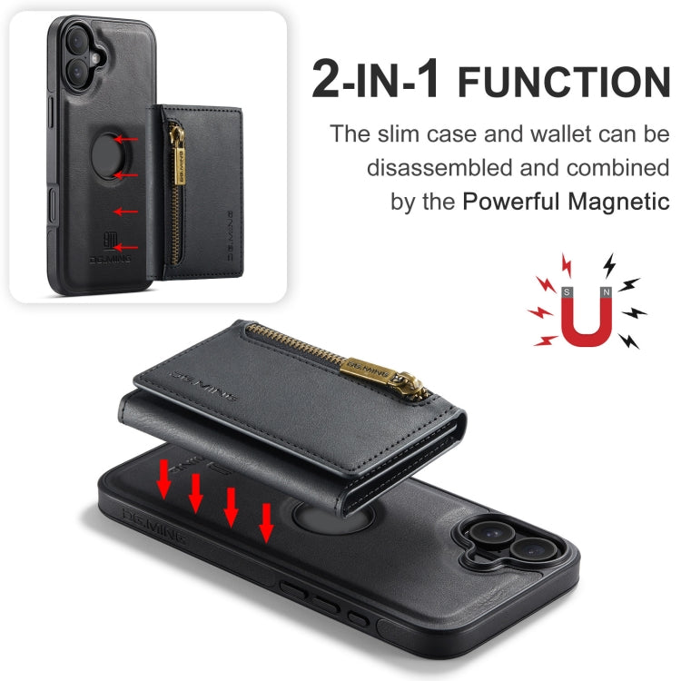 DG.MING M5 Series Zip RFID Multi Card Detachable Leather Phone Case, For iPhone 16, For iPhone 14 Pro Max, For iPhone 15 Pro Max, For iPhone 15 Pro