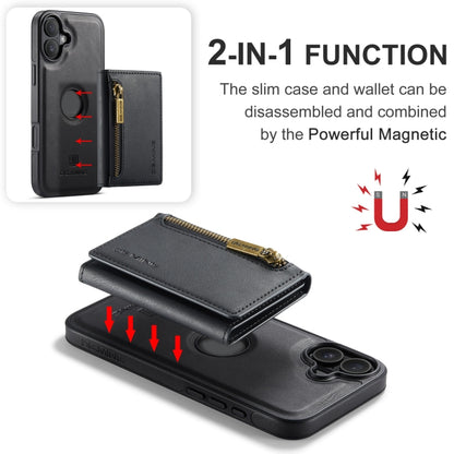DG.MING M5 Series Zip RFID Multi Card Detachable Leather Phone Case, For iPhone 16, For iPhone 14 Pro Max, For iPhone 15 Pro Max, For iPhone 15 Pro