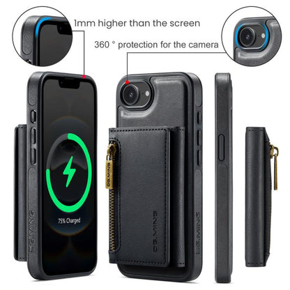 DG.MING M5 Series Zip RFID Multi Card Detachable Leather Phone Case, For iPhone 17e / 16e, For iPhone 17 Pro Max, For iPhone 17 Pro, For iPhone 17
