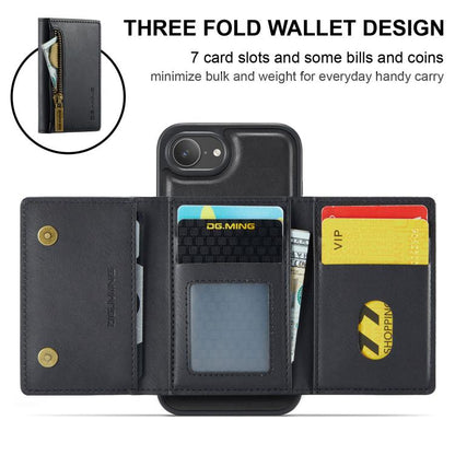 DG.MING M5 Series Zip RFID Multi Card Detachable Leather Phone Case, For iPhone 17e / 16e, For iPhone 17 Pro Max, For iPhone 17 Pro, For iPhone 17