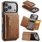DG.MING M5 Series Zip RFID Multi Card Detachable Leather Phone Case, For iPhone 17e / 16e, For iPhone 17 Pro Max, For iPhone 17 Pro, For iPhone 17