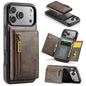DG.MING M5 Series Zip RFID Multi Card Detachable Leather Phone Case, For iPhone 17e / 16e, For iPhone 17 Pro Max, For iPhone 17 Pro, For iPhone 17