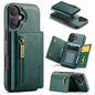 DG.MING M5 Series Zip RFID Multi Card Detachable Leather Phone Case, For iPhone 17e / 16e, For iPhone 17 Pro Max, For iPhone 17 Pro, For iPhone 17