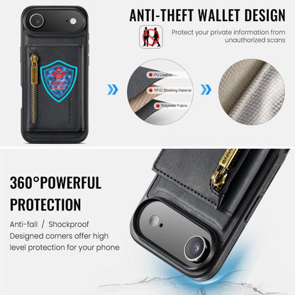 DG.MING M5 Series Zip RFID Multi Card Detachable Leather Phone Case, For iPhone Air, For iPhone 16 Pro Max, For iPhone 16 Pro, For iPhone 16 Plus