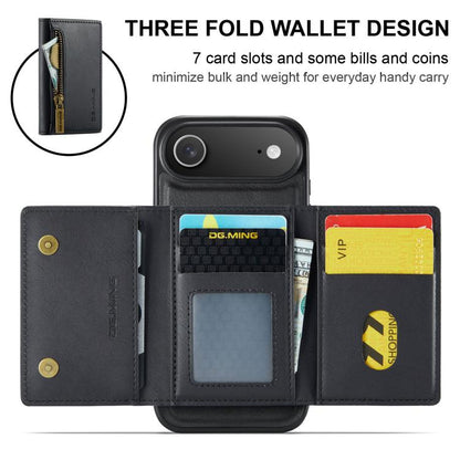 DG.MING M5 Series Zip RFID Multi Card Detachable Leather Phone Case, For iPhone Air, For iPhone 16 Pro Max, For iPhone 16 Pro, For iPhone 16 Plus