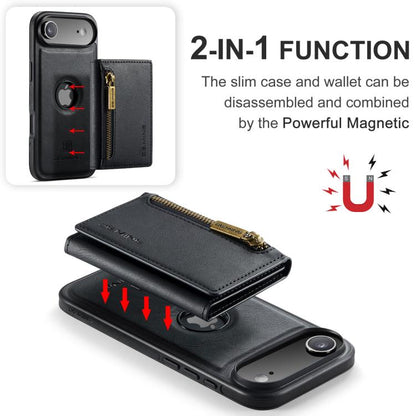 DG.MING M5 Series Zip RFID Multi Card Detachable Leather Phone Case, For iPhone Air, For iPhone 16 Pro Max, For iPhone 16 Pro, For iPhone 16 Plus