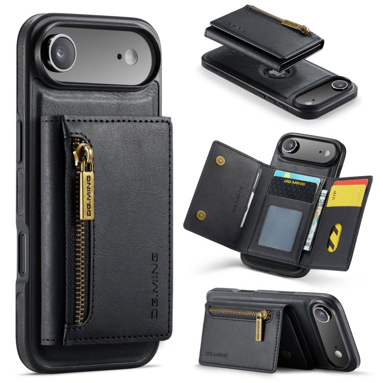DG.MING M5 Series Zip RFID Multi Card Detachable Leather Phone Case, For iPhone Air, For iPhone 16 Pro Max, For iPhone 16 Pro, For iPhone 16 Plus