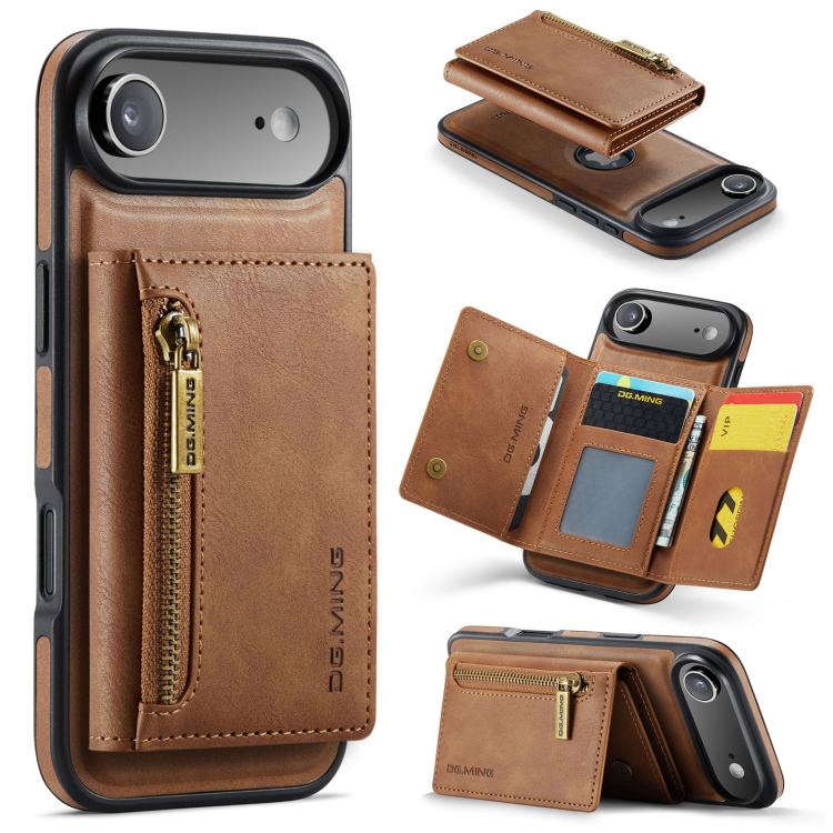 DG.MING M5 Series Zip RFID Multi Card Detachable Leather Phone Case, For iPhone Air, For iPhone 16 Pro Max, For iPhone 16 Pro, For iPhone 16 Plus