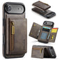 DG.MING M5 Series Zip RFID Multi Card Detachable Leather Phone Case, For iPhone Air, For iPhone 16 Pro Max, For iPhone 16 Pro, For iPhone 16 Plus