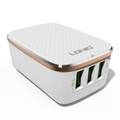 LDNIO A3304 17W 3 USB Interfaces Travel Charger Mobile Phone Charger,, US Plug, EU Plug, UK Plug, AU Plug