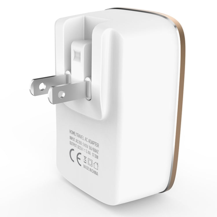 LDNIO A3304 17W 3 USB Interfaces Travel Charger Mobile Phone Charger,, US Plug, EU Plug, UK Plug, AU Plug