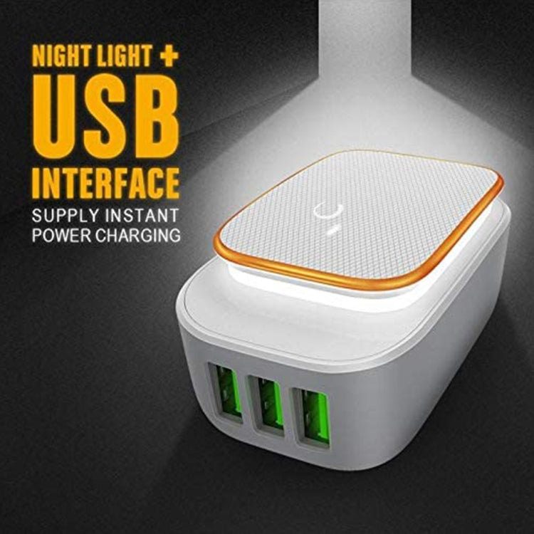 LDNIO A3305 3.4A 3 USB Interfaces Travel Charger Mobile Phone Charger, Support Touch LED Night Light, EU Plug,, Type-C / USB-C, Micro USB, 8 Pin