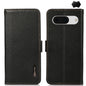 KHAZNEH Side-Magnetic Litchi Genuine Leather RFID Phone Case, For Google Pixel 9, For Google Pixel 8a