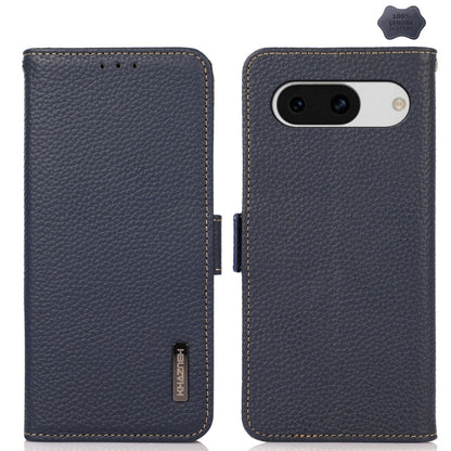 KHAZNEH Side-Magnetic Litchi Genuine Leather RFID Phone Case, For Google Pixel 9, For Google Pixel 8a