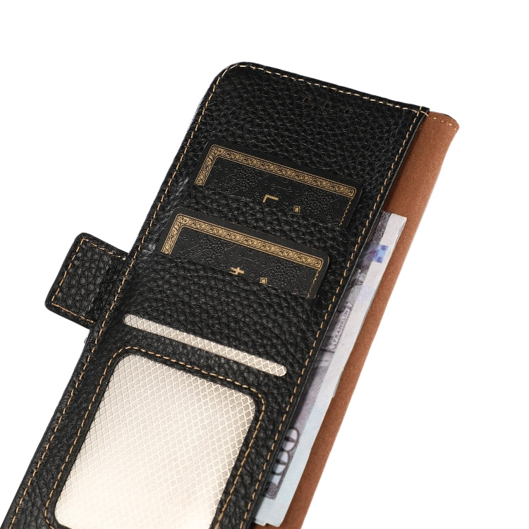 KHAZNEH Side-Magnetic Litchi Genuine Leather RFID Phone Case, For Google Pixel 9, For Google Pixel 8a